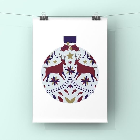 Limited edition modern minimalist Christmas illustration ornament art print set - Picture 3 of 16